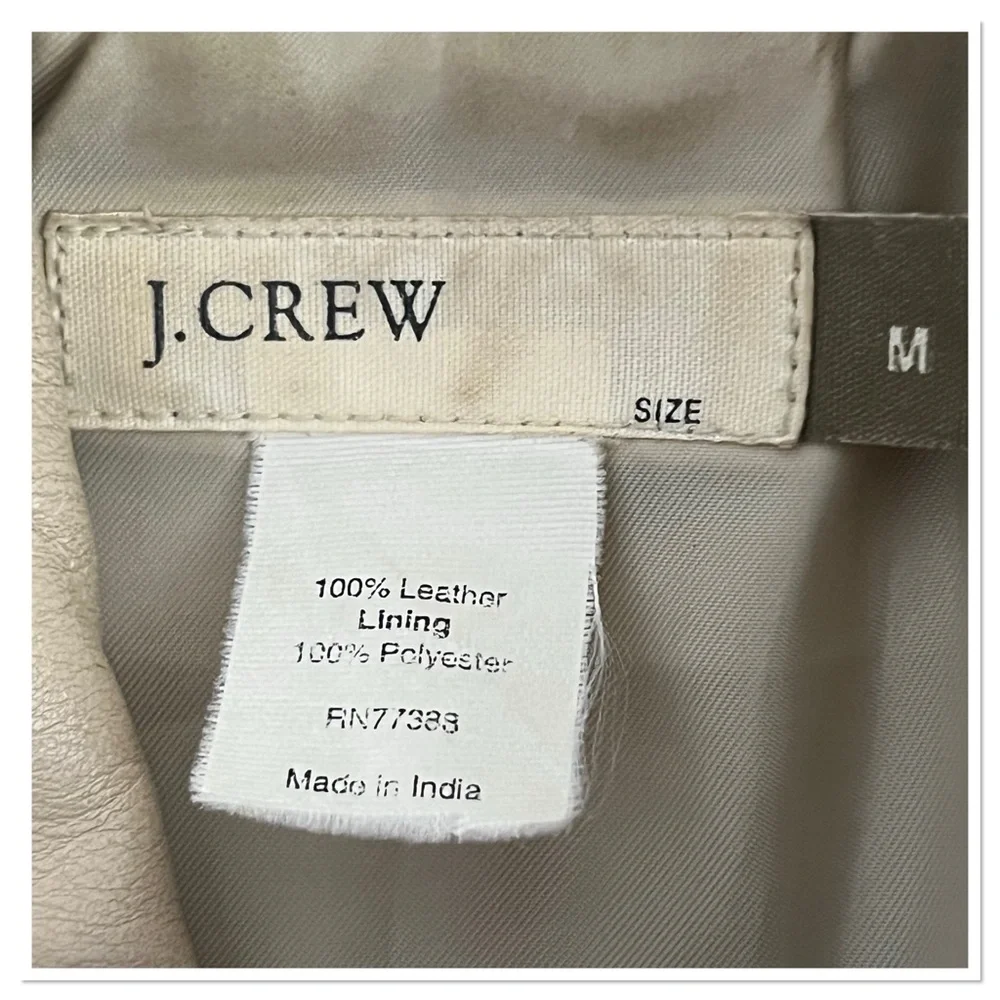 J Crew VINTAGE Women’s Beige Leather Jacket Sz M